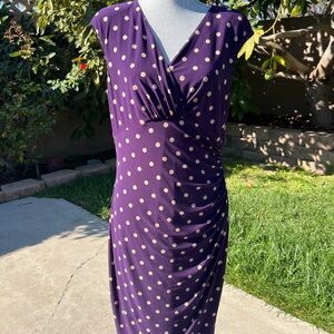 Ralph Lauren Purple Polka Dot Midi Dress